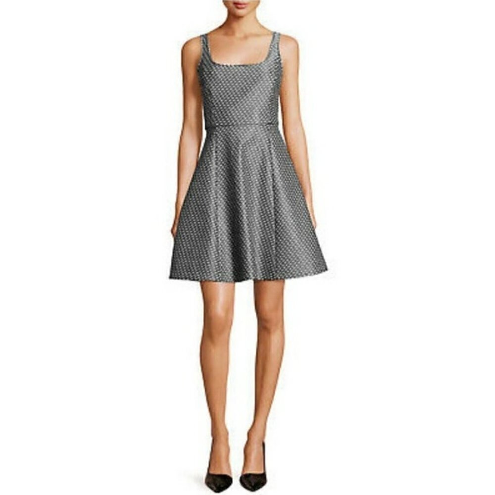 Theory Trekana Ln Circuit Knit Fit & Flare Dress Gray 2 Preppy Business Casual